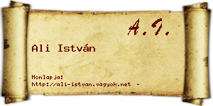 Ali István névjegykártya